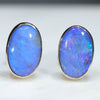 Natural Australian Boulder Opal Gold Studs