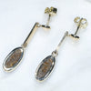 Australian Boulder Opal Gold Earrings (10.5 x 4.5mm) Code GE46
