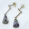 Australian Boulder Opal Gold Earrings (10 x 7.5mm) Code GE45