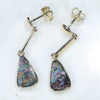 Australian Boulder Opal Gold Earrings (10 x 7.5mm) Code GE45