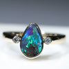 10k Gold Natural Boulder Opal and Diamond Ring