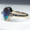 10k Gold- Solid Boulder Opal- Natural Diamonds