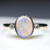 Natural Australian Crystal Opal and Diamond Gold Ring  - Size 7.25 Code - RL39