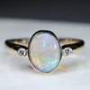 10k Gold Natural Crystal Opal and Diamond Ring