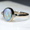 10k Gold- Solid Crystal Opal-Natural Diamonds