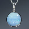 Natural Australian Boulder Opal Silver Pendant with Diamond
