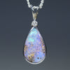 Natural Australian Boulder Opal Silver Pendant with Diamond