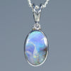 Natural Australian Boulder Opal Silver Pendant with Diamond