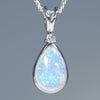 natural Australian Crystal Opal Silver Pendant with Diamond