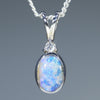 Natural Australian Boulder Opal Silver Pendant with Diamond