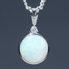 Natural Australian Opal Silver Pendant with Diamond