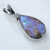 Natural Australian Boulder Opal and Diamond Silver Pendant with Silver Chainl Code -SD272