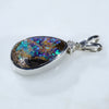 Natural Australian Boulder Opal and Diamond Silver Pendant with Silver Chain (13mm x 7.5mm) Code -SD279