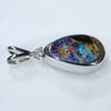 Natural Australian Boulder Opal and Diamond Silver Pendant with Silver Chain (13mm x 7.5mm) Code -SD279