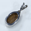 Natural Australian Boulder Opal and Diamond Silver Pendant with Silver Chain (11mm x 7mm)  Code -SD273