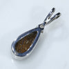 Natural Australian Boulder Opal and Diamond Silver Pendant with Silver Chain (10mm x 5.5mm) Code -SD270