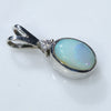 Natural Australian Boulder Opal and Diamond Silver Pendant with Silver Chain (8mm x 5.5mm) Code -SD269