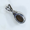 Natural Australian Boulder Opal and Diamond Silver Pendant with Silver Chain (8mm x 5.5mm) Code -SD269