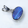 Natural Australian Boulder Opal and Diamond Silver Pendant with Silver Chain (6.5mm x 10mm) Code -SD264