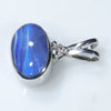 Natural Australian Boulder Opal and Diamond Silver Pendant with Silver Chain (6.5mm x 10mm) Code -SD264