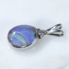 Natural Australian Boulder Opal and Diamond Silver Pendant with Silver Chain (9mm x 7mm)  Code -SD241