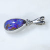 Natural Australian Boulder Opal and Diamond Silver Pendant with Silver Chain (9mm x 5mm)  Code -SD276