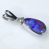Natural Australian Boulder Opal and Diamond Silver Pendant with Silver Chain (9mm x 5mm)  Code -SD276