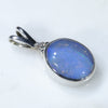 Natural Australian Boulder Opal and Diamond Silver Pendant with Silver Chain (10.5mm x 8mm)  Code -SD245