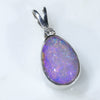 Natural Australian Boulder Opal and Diamond Silver Pendant with Silver Chain (11mm x 8mm)  Code -SD277