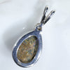Natural Australian Boulder Opal and Diamond Silver Pendant with Silver Chain (11mm x 8mm)  Code -SD277