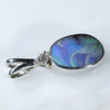 Natural Australian Boulder Opal and Diamond Silver Pendant with Silver Chain (10mm x 6.5mm)  Code -SD284