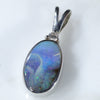 Natural Australian Boulder Opal and Diamond Silver Pendant with Silver Chain (10mm x 6.5mm)  Code -SD284