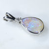 Natural Australian Crystal  Opal and Diamond Silver Pendant with Silver Chain (10.5mm x 7.5mm)  Code -SD248