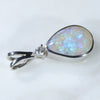 Natural Australian Crystal  Opal and Diamond Silver Pendant with Silver Chain (10.5mm x 7.5mm)  Code -SD248