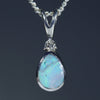 Natural Australian Silver Opal Pendant with Diamond