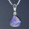 Natural Australian Opal Silver Pendant with Diamond