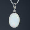 Natural Australian White Opal Silver Pendant with Diamond