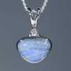 Natural Australian Opal Silver Pendant with Diamond