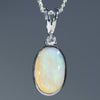 Natural Australian Opal Silver Pendant with Diamond