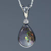 Natural Australian Boulder Opal Silver Pendant with Diamond