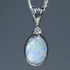 Natural Australian Opal Silver Pendant with Diamond