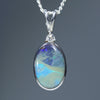 Natural Australian Silver Opal Pendant with Diamond