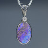 Natural Australian Boulder Opal Silver Pendant with Diamond