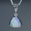 Natural Australian Boulder Opal Silver Pendant with Diamond