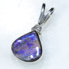 Sterling Silver- Solid Boulder Opal- Natural Diamond