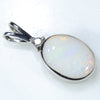 Natural Australian White Opal and Diamond Silver Pendant with Silver Chain (11mm x 8mm)  Code -SD283