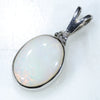 Sterling Silver- Solid White Opal- Natural Diamond