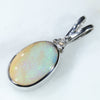 Sterling Silver- Solid Boulder Opal - Natural Diamond