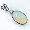 Natural Australian Boulder Opal and Diamond Silver Pendant with Silver Chain (10mm x 6.5mm)  Code -SD260