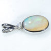 Natural Australian Boulder Opal and Diamond Silver Pendant with Silver Chain (10mm x 6.5mm)  Code -SD260